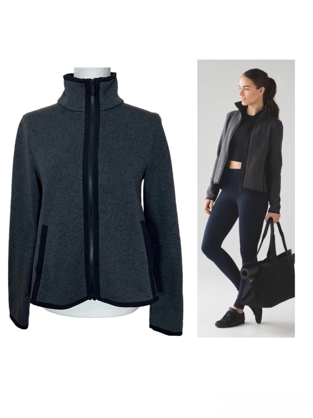 Lululemon Its Fleecing Cold Zip Up Heathered Black Size 4